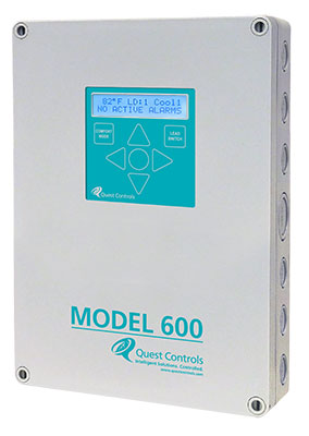 The Model 600 Lead/Lag controller provides the best low-cost HVAC automation solution for your critical facility. The controller outperforms comparable devices through its rugged design, intuitive display/keypad, ease of set-up, Bluetooth communication, and Quest’s patented economizer control algorithm.