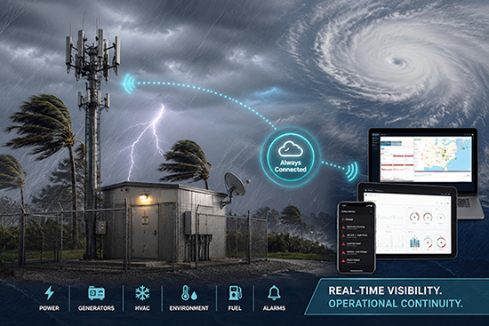 Real-time remote monitoring helps keep critical telecommunications infrastructure connected and operational during summer storms and hurricanes.