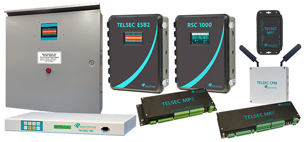 TELSEC family of remote monitoring and control products including the ESB2, RSC 1000, CPM, MP3, and network management solutions for monitoring power, HVAC, fuel systems, generators, environmental conditions, and alarms at remote sites.